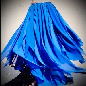 Blue Chiffon Petal Skirt. Ameynra Bellydance Style